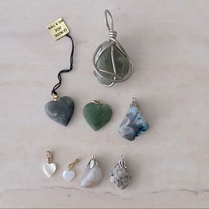 8 Gemstone Polished Stone Pendants